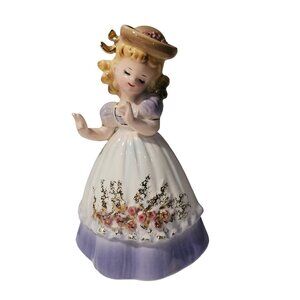 Vintage Josef Originals Tina First Love Series Girl Figurine *Chipped* Purple